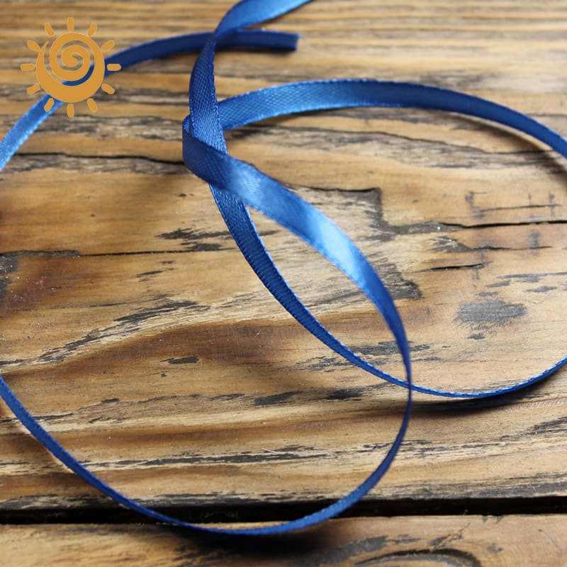Атласна стрічка 7 мм, темно-синього кольору