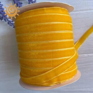 Бархартна стрічка жовтого кольору, 10 мм