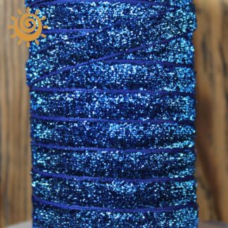 Велюрова стрічка, колір синій з глітером, 10 мм