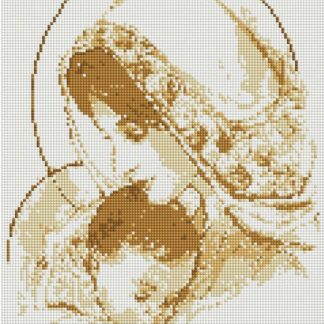 Набір алмазної вишивки 30х40 Ікона Діва Марія з Ісусом золота ST443