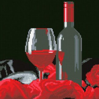 Набір алмазної мозаїки 30х40 Вино і троянда АМС-116