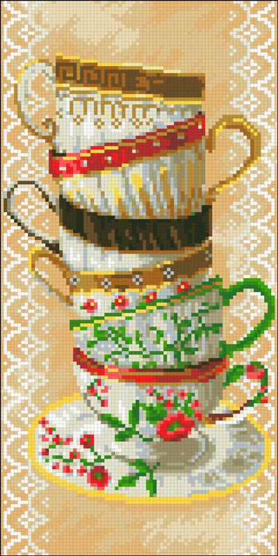 Набір алмазної мозаїки 20х40 Панно чашки АМП-129