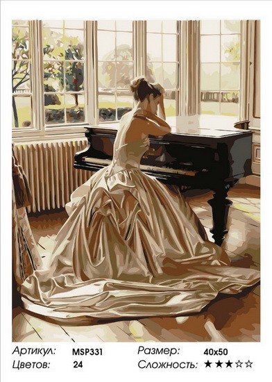 Набір для малювання по номерах Роздуми за роялем MSP331 з підрамником