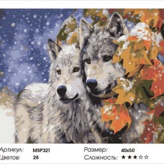 Набір для малювання по номерах 40х50 Пара вовків MSP321 з підрамником