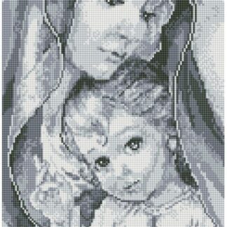 Набір алмазної мозаїки 30х50 Ікона Богородиця з Ісусом сіра TP901