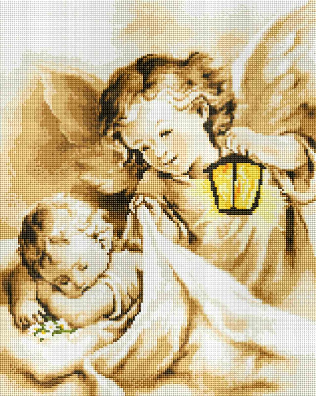 Набір алмазної мозаїки 40х50 Ангел хоронитель SP073 - Зображення 2