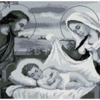 Набір алмазної мозаїки 40х70 Ікона Свята родина монохром сіра SS807