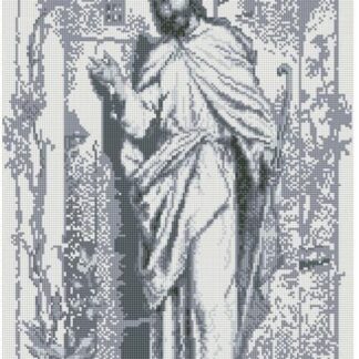 Набір алмазної мозаїки 40x70 Ікона Ісус стукає в двері монохром сірий SS812