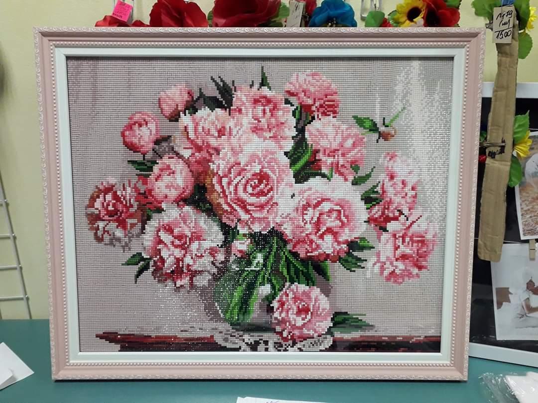 Набір алмазної мозаїки 40х50 Піони у вазі SP002 - Зображення 7