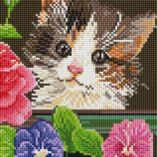Набір алмазної мозаїки 20х30 Котик у квітах DT723