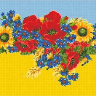 Набір алмазної мозаїки 35х45 Карта України у квітах АМШ-118
