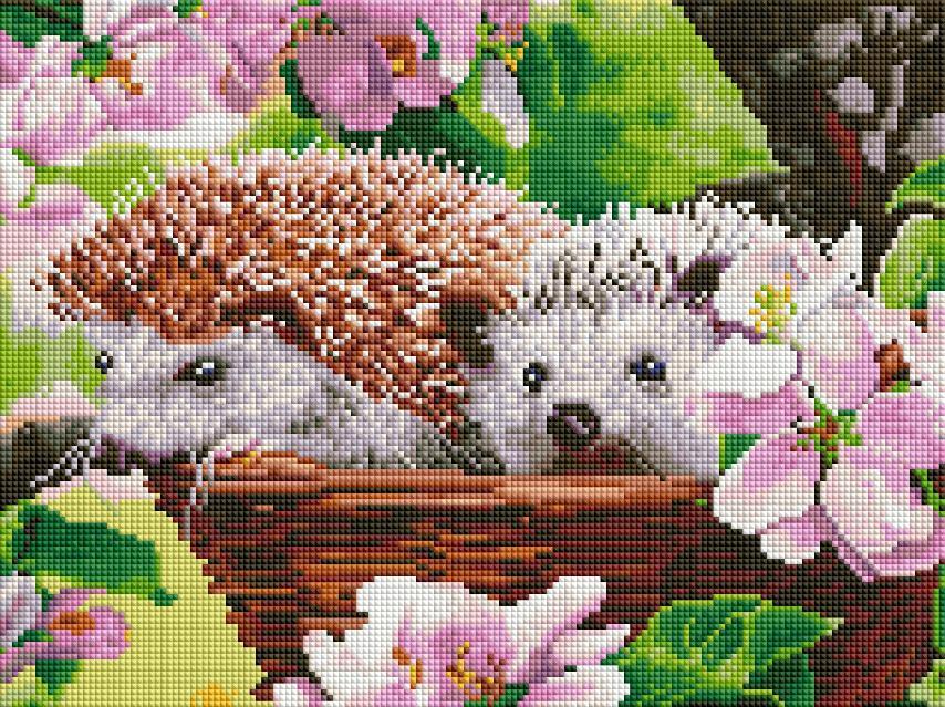 Діамантова мозаїка Їжачки у кошику 30х40 ST474 - Зображення 2