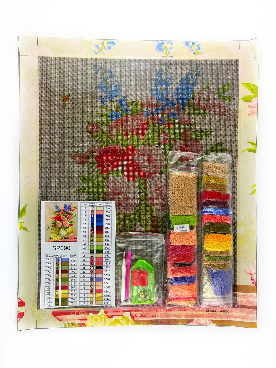 Набір алмазної мозаїки Красивий букет у вазі 40х50 SP090 - Зображення 4