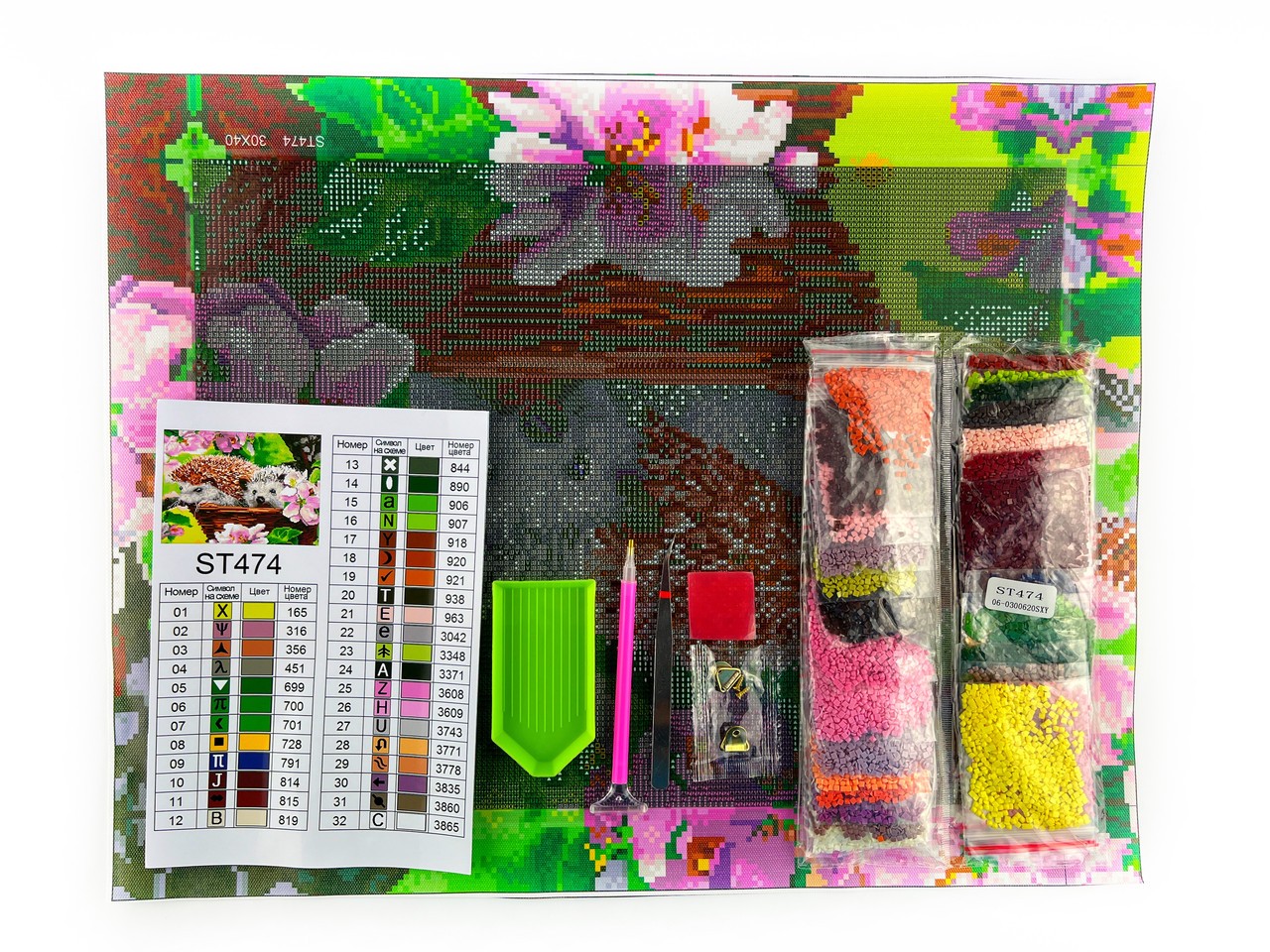 Діамантова мозаїка Їжачки у кошику 30х40 ST474 - Зображення 3