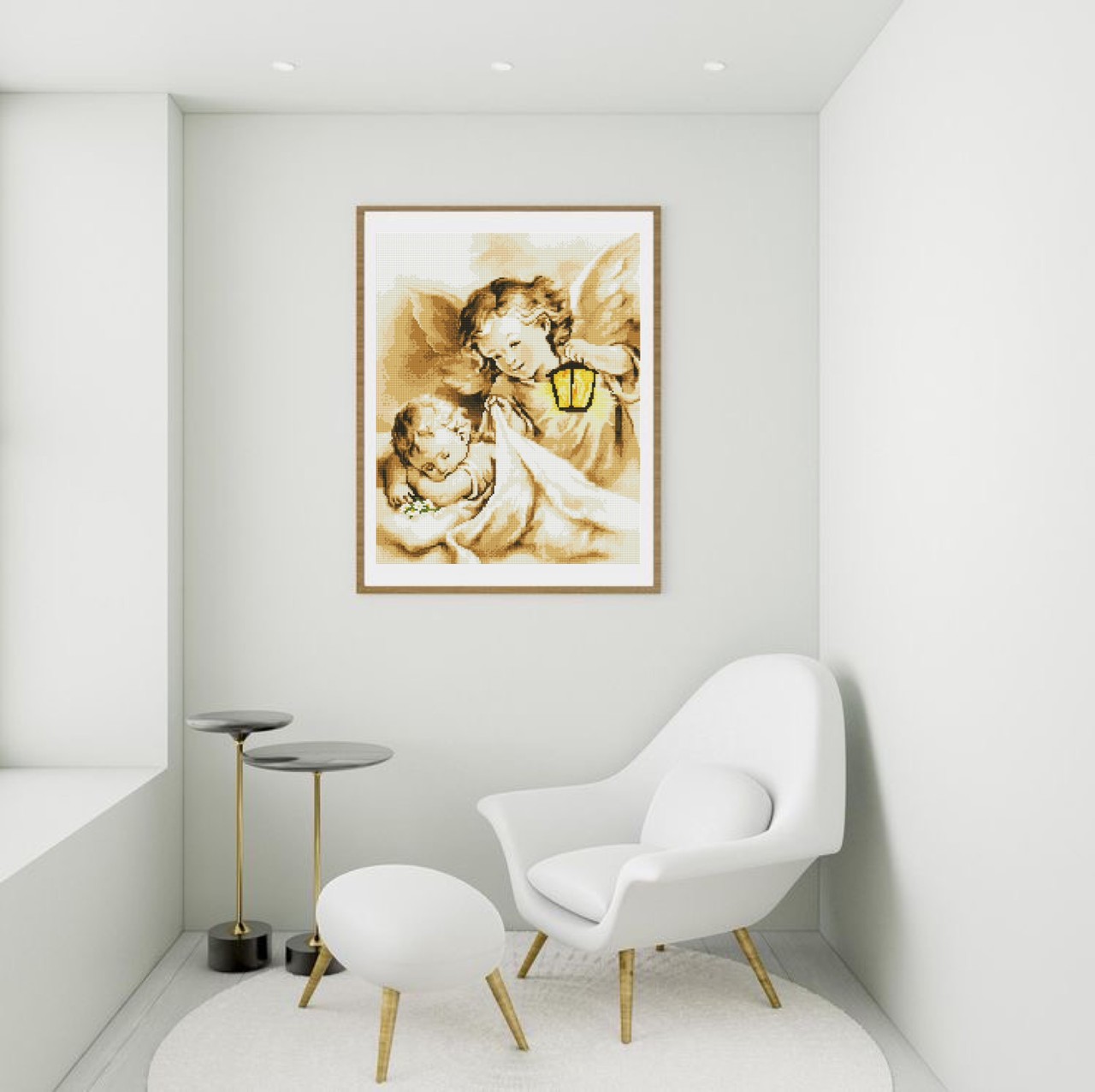 Набір алмазної мозаїки 40х50 Ангел хоронитель SP073 - Зображення 3