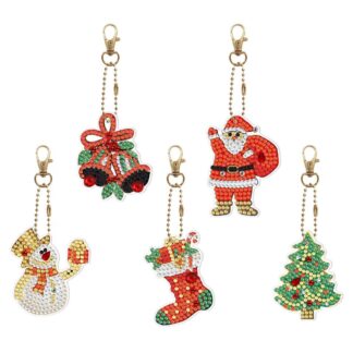 Набір брелків для алмазної мозаїки Новорічні 5шт BR25