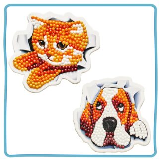 Набір магнітиків для алмазної мозаїки Песик і котик 2шт FM57