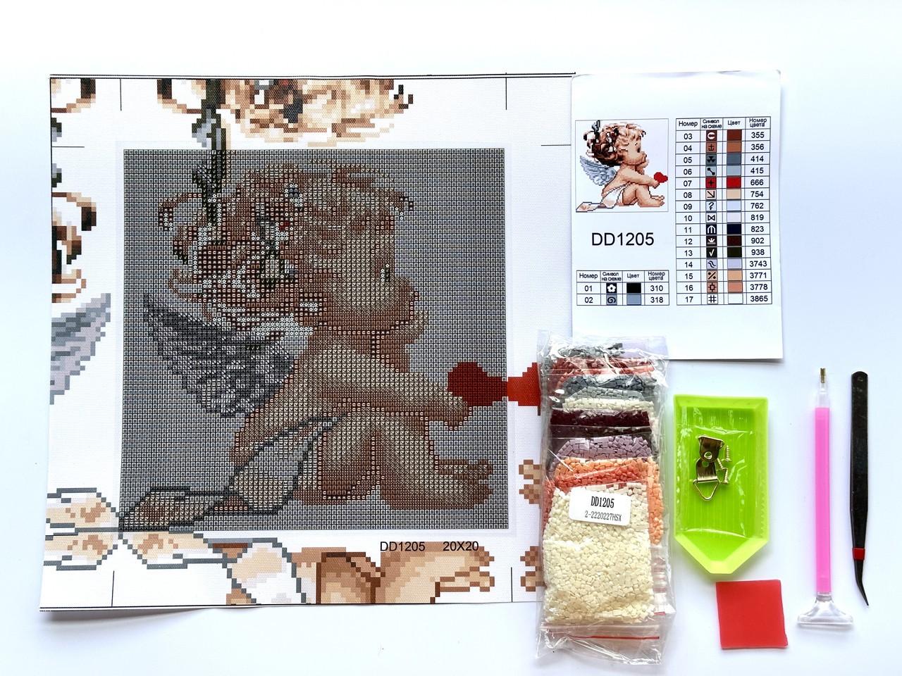 Набір алмазної мозаїки 20х20 Ангелочок DD1205 - Зображення 3