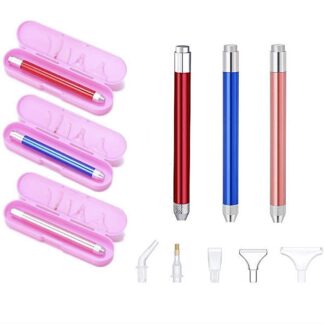 Стилус для алмазної мозаїки з підсвіткою в футлярі + 5 насадок 1шт