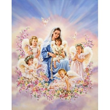 Набір алмазної мозаїки Ікона Діва Марія з ангелами 40х50 SP091