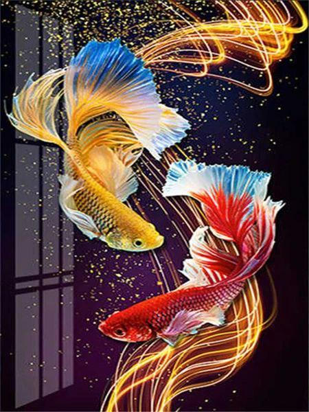 Алмазна мозаїка 30х40 Кольорові рибки ST478