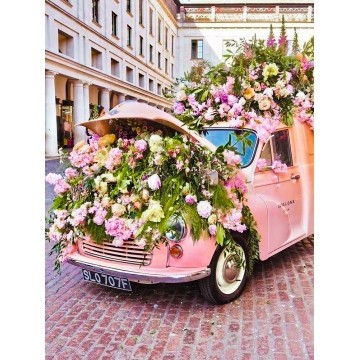 Алмазна мозаїка Автомобіль у квітах 30х40 ST469