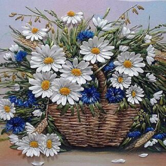 Алмазна мозаїка 40х50 Букет ромашок і волошок SP122