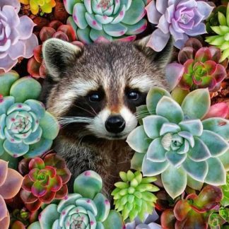 Алмазна мозаїка 30х40см Єнот в квітах ST485