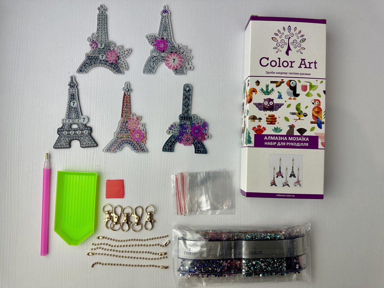 Набір брелків для алмазної мозаїки Ейфелева вежа 5шт BR34 - Зображення 4