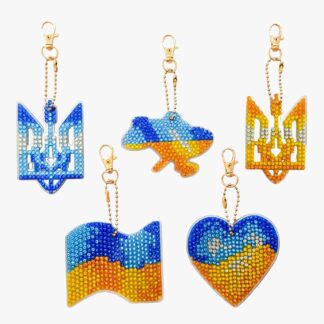Набір брелків  алмазна викладка Символи України 5шт BR38