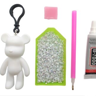 Алмазна мозаїка брелок ведмедик білий 5D