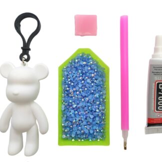 Алмазна мозаїка брелок ведмедик блакитний 5D