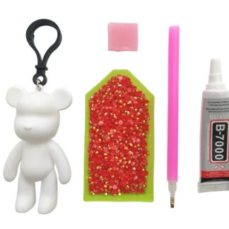 Алмазна мозаїка брелок ведмедик червоний 5D