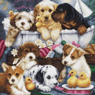 Набір для вишивання хрестиком Цуценята під час купання (BU5025)