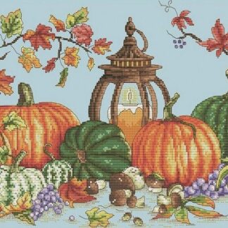М-0276 "Дари осені" (набір для вишивання муліне ДМС) на тканині DMC 229, мармур блакит 25х33 см