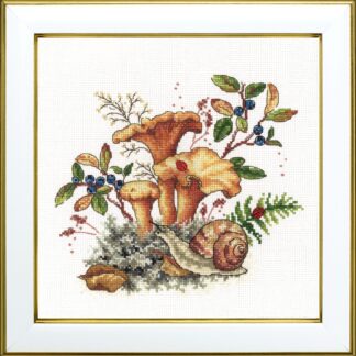 М-0337 "Гриби лисички" (набір для вишивання муліне ДМС) 20х20 см