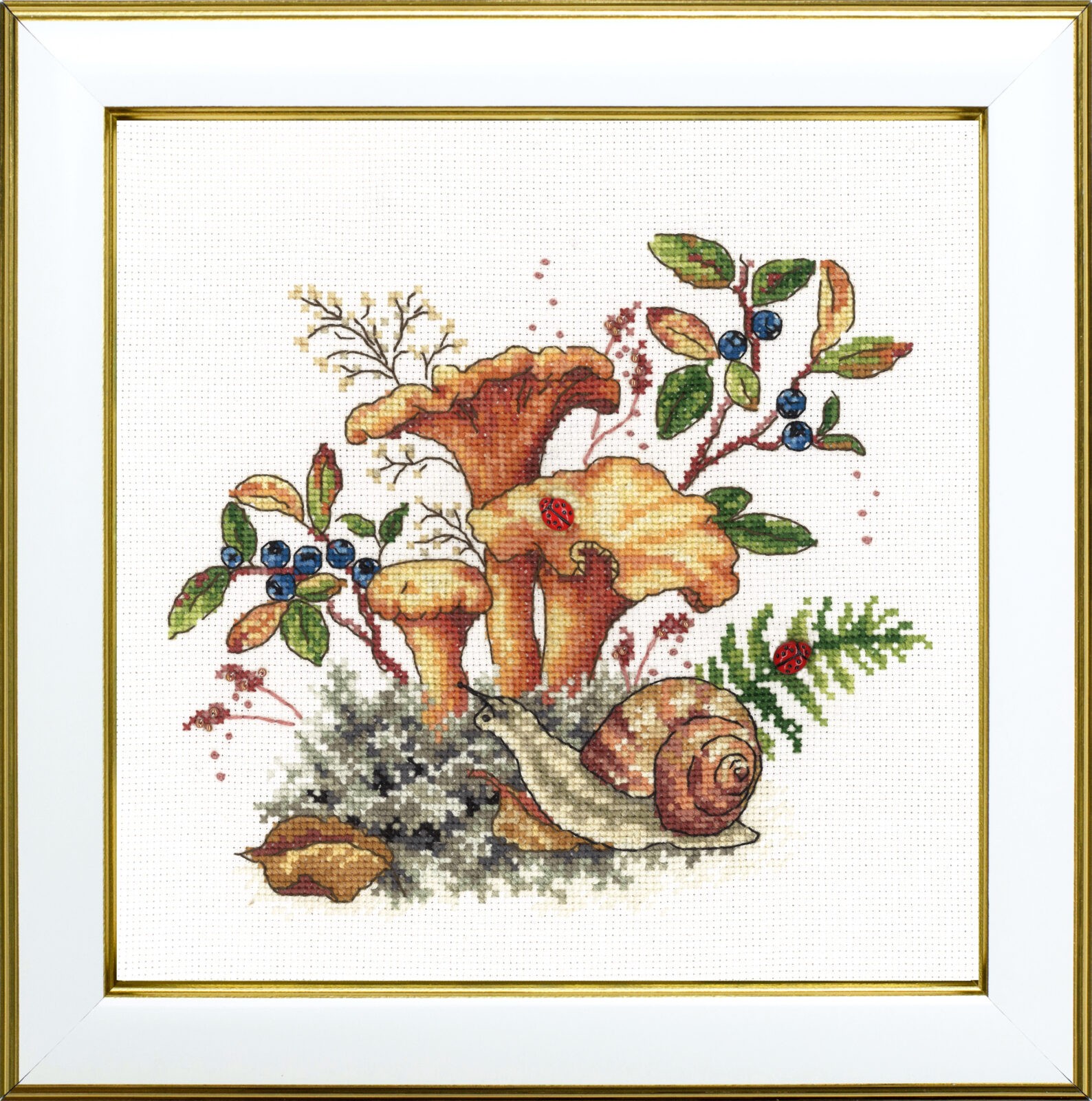 М-0337 "Гриби лисички" (набір для вишивання муліне ДМС) 20х20 см